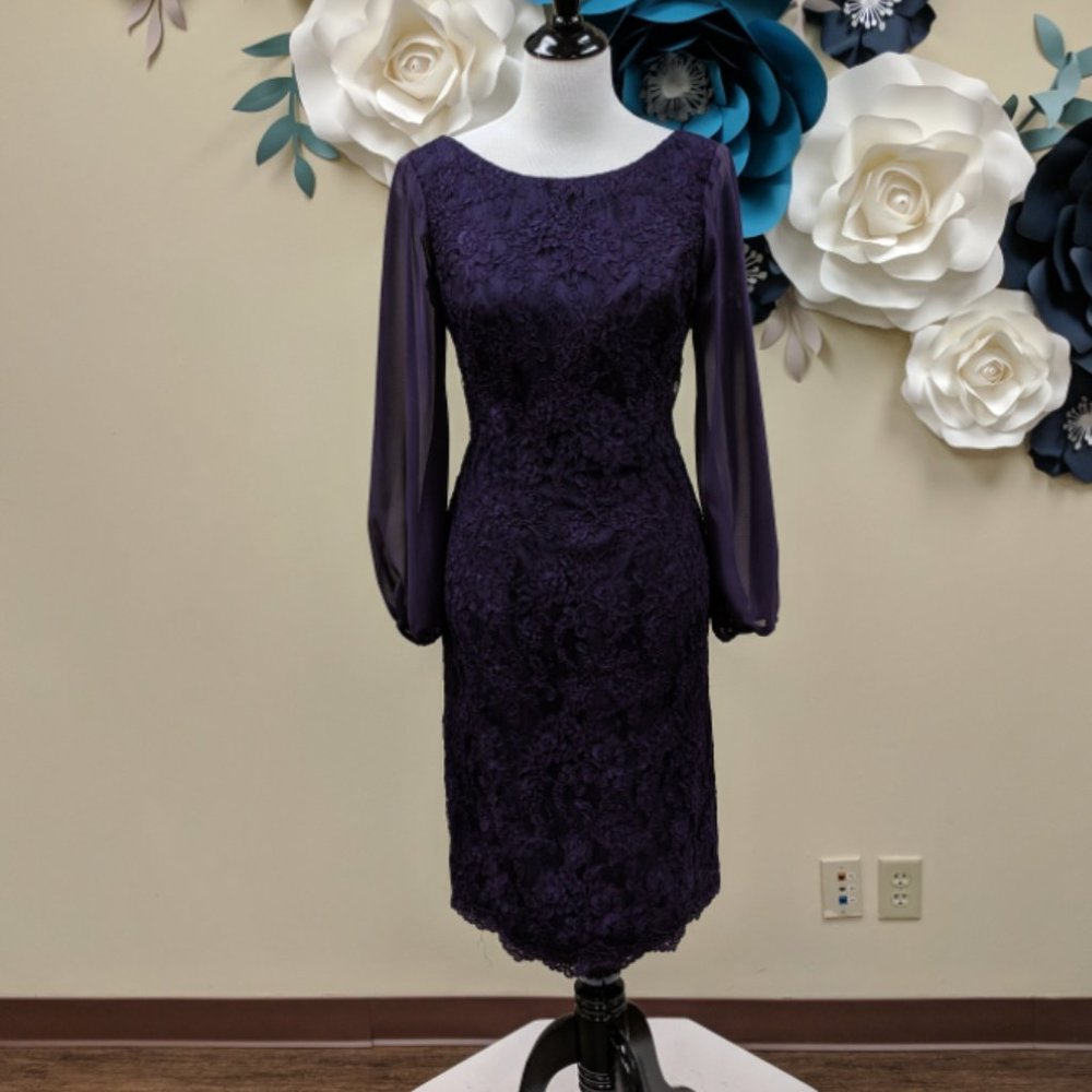 Alfred Angelo 9060 Size 10 Short Gown Dress Purple Eggplant - Picture 4 of 5